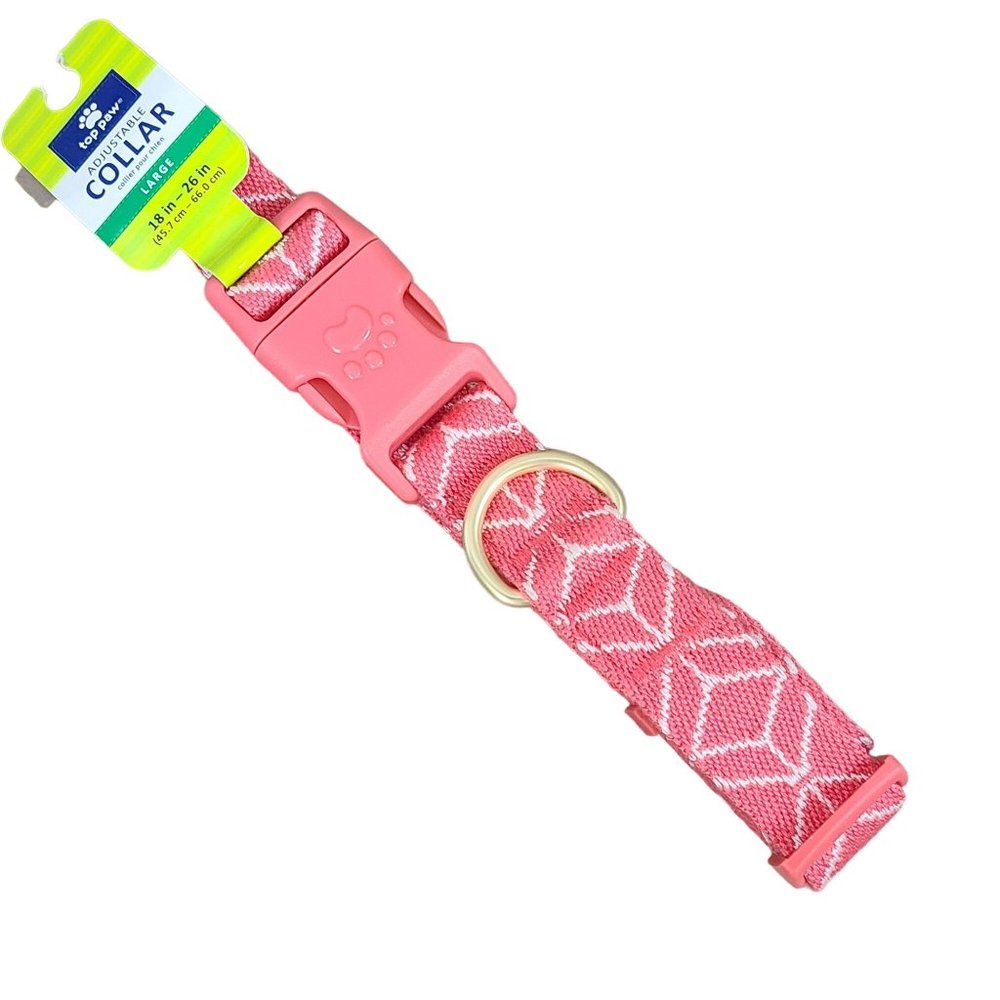 Top Paw Adjustable Large Pet Dog Collar LG Neck 18-26" Geometrical Woven Nylon - Picture 1 of 4